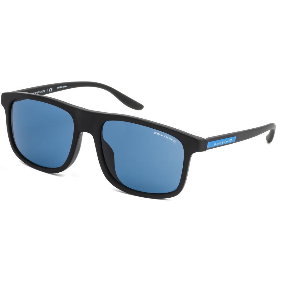 Blue Rectangular Mens Sunglasses AX4110SF 807880 58商品第1张图片规格展示
