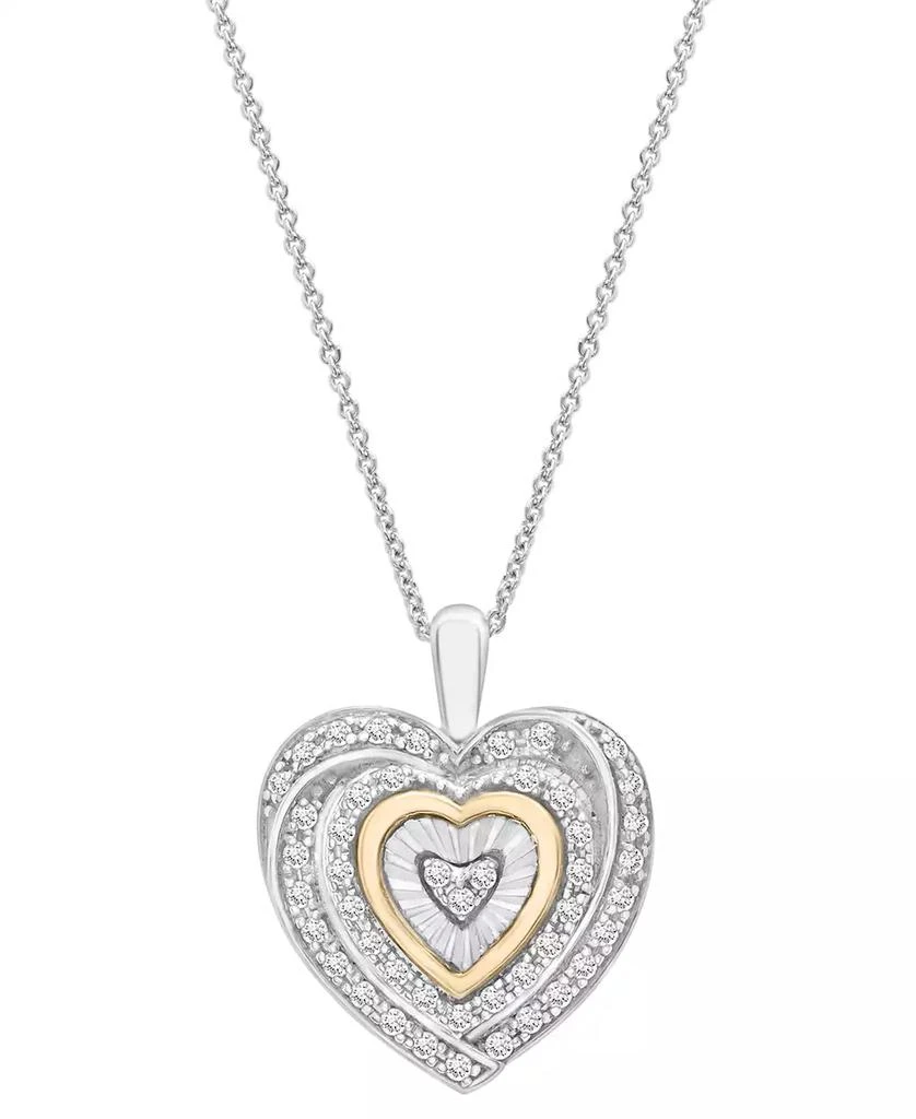 商品Macy's|Diamond Heart 18" Pendant Necklace (1/4 ct. t.w.) in Sterling Silver and 14k Gold-Plate, Created for Macy's,价格¥659,第1张图片