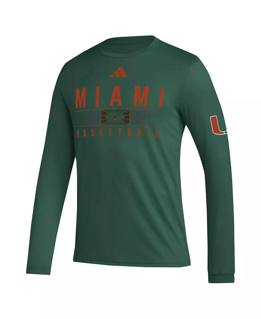 商品Adidas|Men's Green Miami Hurricanes Practice Basketball Pregame AEROREADY Long Sleeve T-shirt,价格¥258,第3张图片详细描述