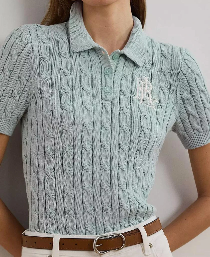 商品Ralph Lauren|Petite Cable-Knit Cotton Polo Sweater,价格¥934,第3张图片详细描述