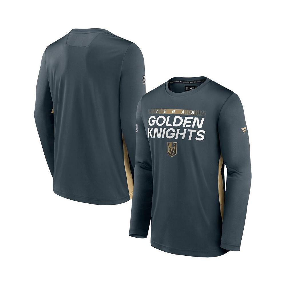 Men's Branded Gray Vegas Golden Knights Authentic Pro Rink Performance Long Sleeve T-shirt商品第1张图片规格展示