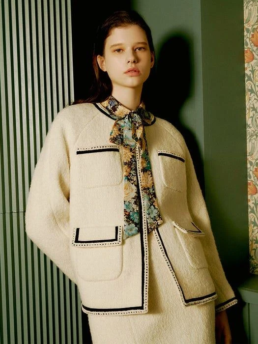 商品FRONTROW|[Premium] Trimmed Tweed Jacket_2color,价格¥1432,第1张图片