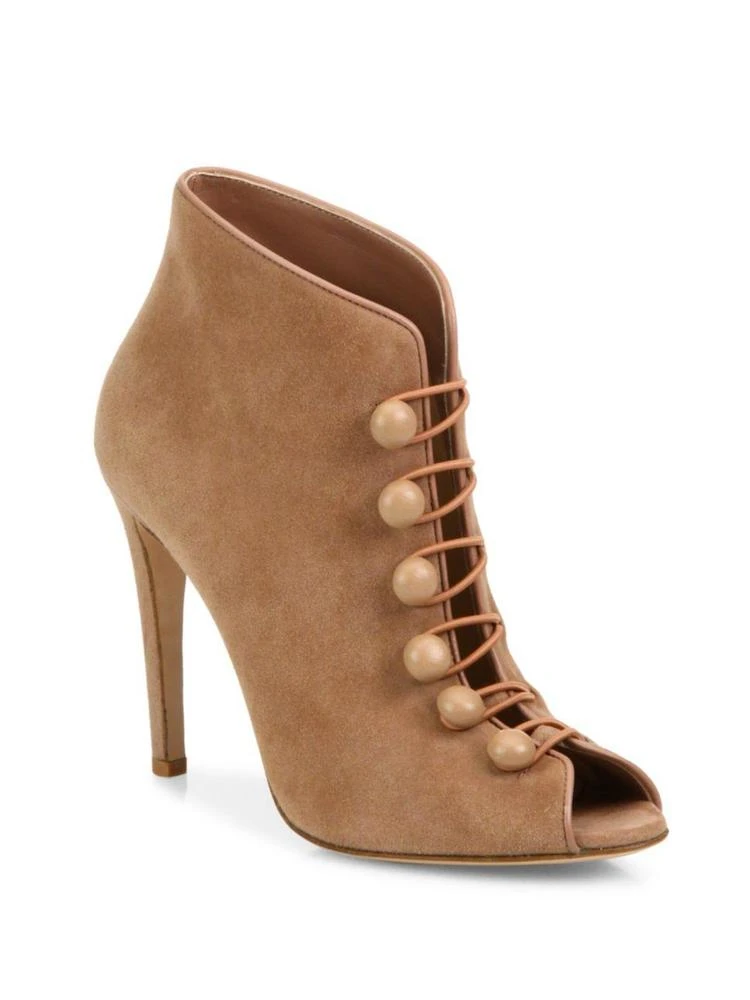 商品Gianvito Rossi|Suede Button-Strap Peep Toe Booties,价格¥3731,第1张图片