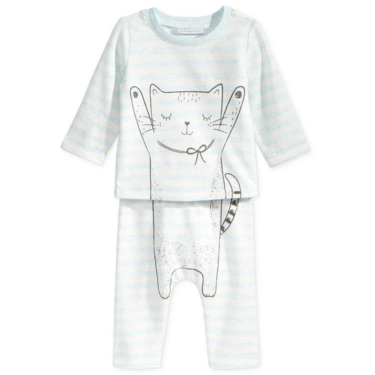 商品First Impressions|2-Pc. Cat T-Shirt & Pants Set, Baby Girls (0-24 months), Only at Macy's,价格¥50,第1张图片