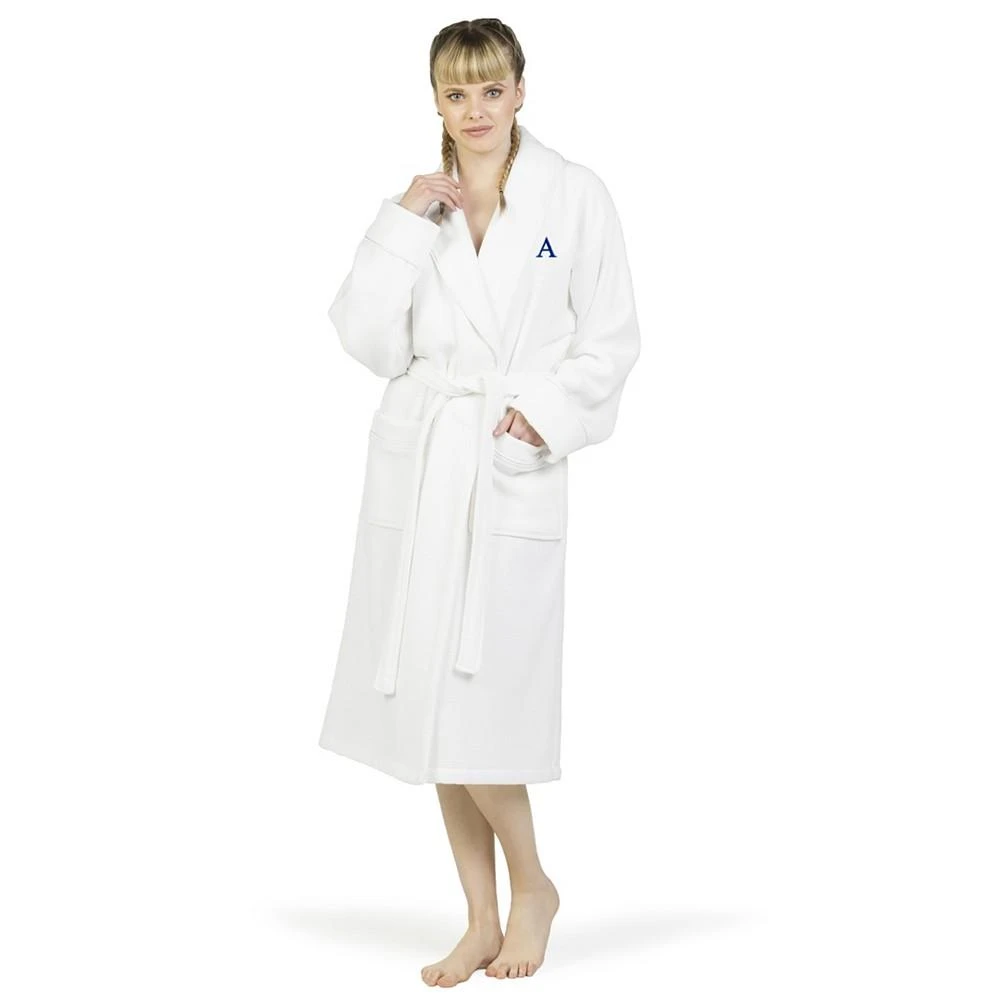 商品Linum Home Textiles|Personalized 100% Turkish Cotton Waffle Terry Bathrobe with Satin Piped Trim - White,价格¥804,第3张图片详细描述