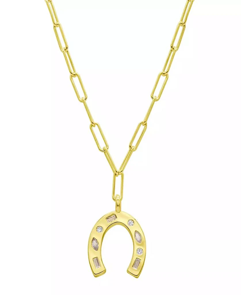 商品ADORNIA|14K Gold-Plated Paperclip Horseshoe Necklace,价格¥204,第1张图片