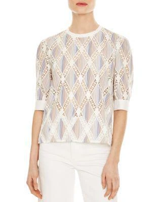 商品Sandro|Zoli Geo-Lace Pattern Top,价格¥1272,第1张图片