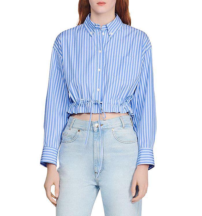 商品Sandro|Tamara Striped Cropped Shirt,价格¥1128,第3张图片详细描述