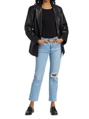 Wedgie High-Rise Distressed Straight Ankle Jeans 商品