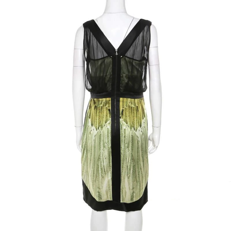 商品[二手商品] Narciso Rodriguez|Narciso Rodriguez Green Satin and Black Mesh Overlay Sleeveless Dress M,价格¥1834,第3张图片详细描述