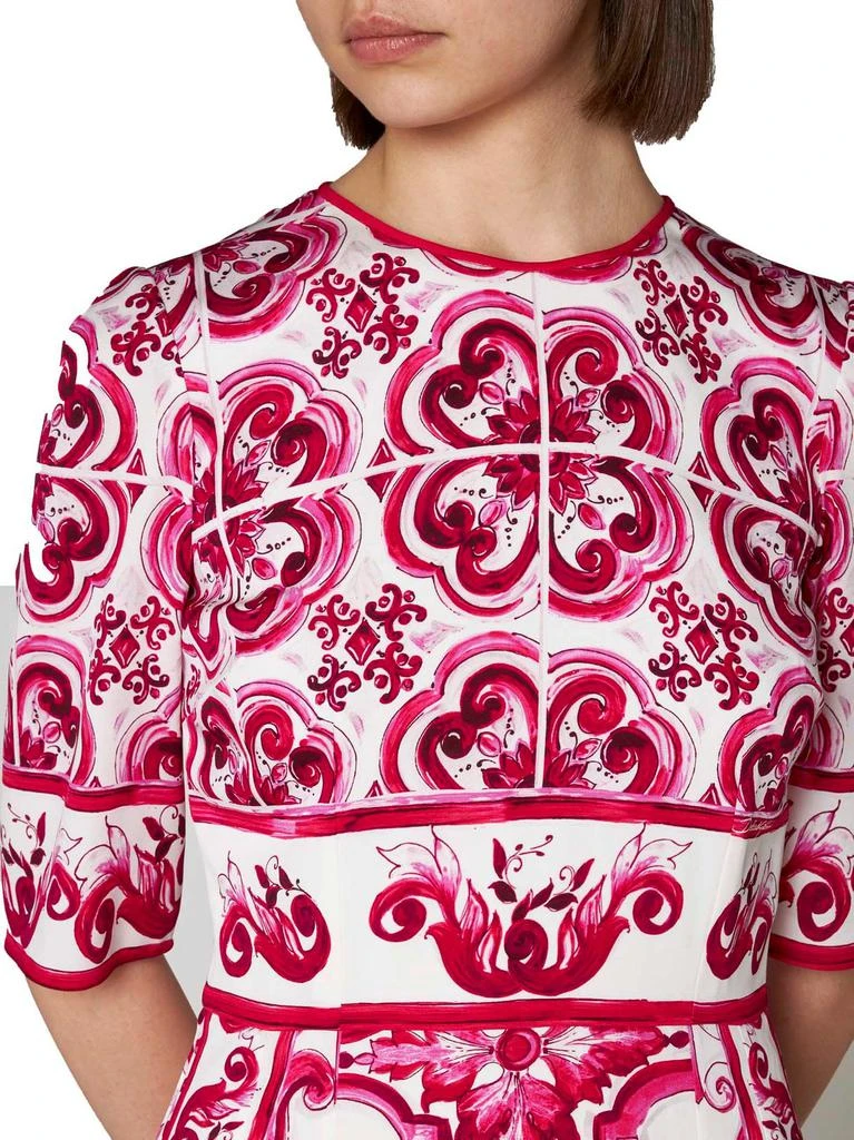 商品Dolce & Gabbana|Dolce & Gabbana Majolica-Print Round Neck Midi Dress,价格¥7588,第5张图片详细描述