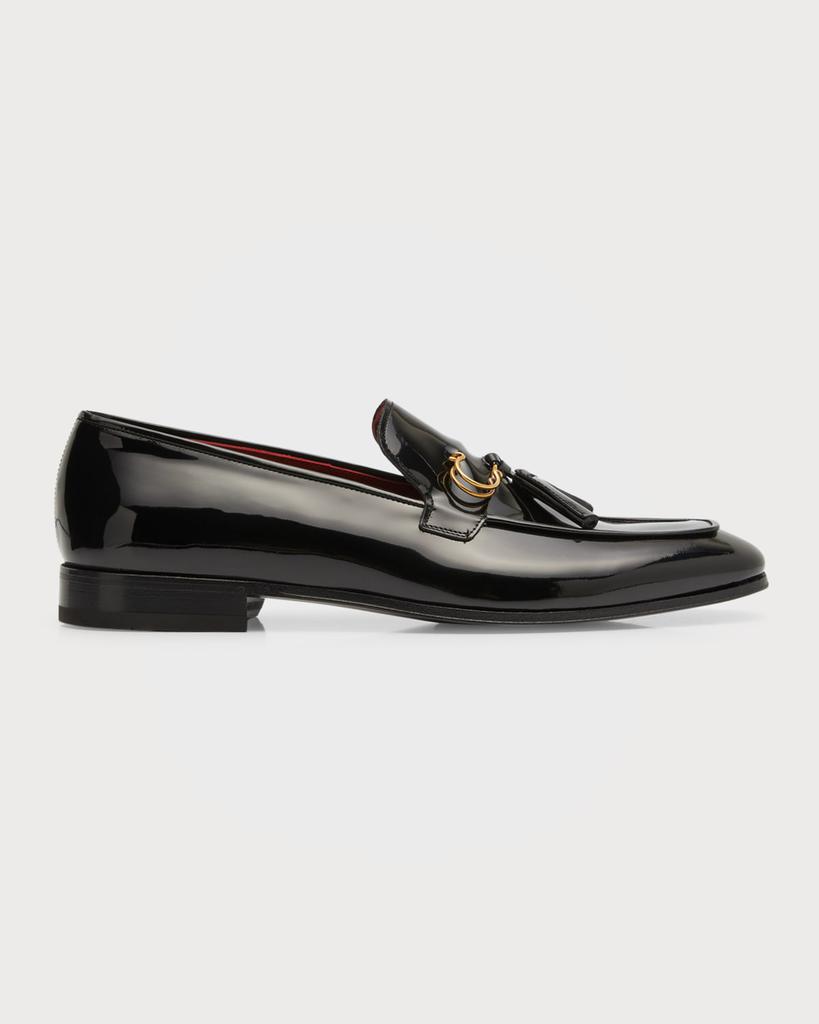 Men's Pin and Tassel Patent Leather Loafers商品第1张图片规格展示