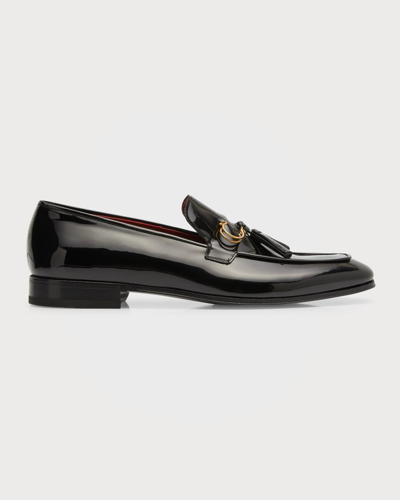 商品Salvatore Ferragamo|Men's Pin and Tassel Patent Leather Loafers,价格¥7748,第1张图片