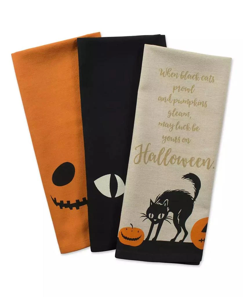 商品Design Imports|Assorted Jack-O-Lantern Halloween Printed Dishtowel Set,价格¥85,第2张图片详细描述