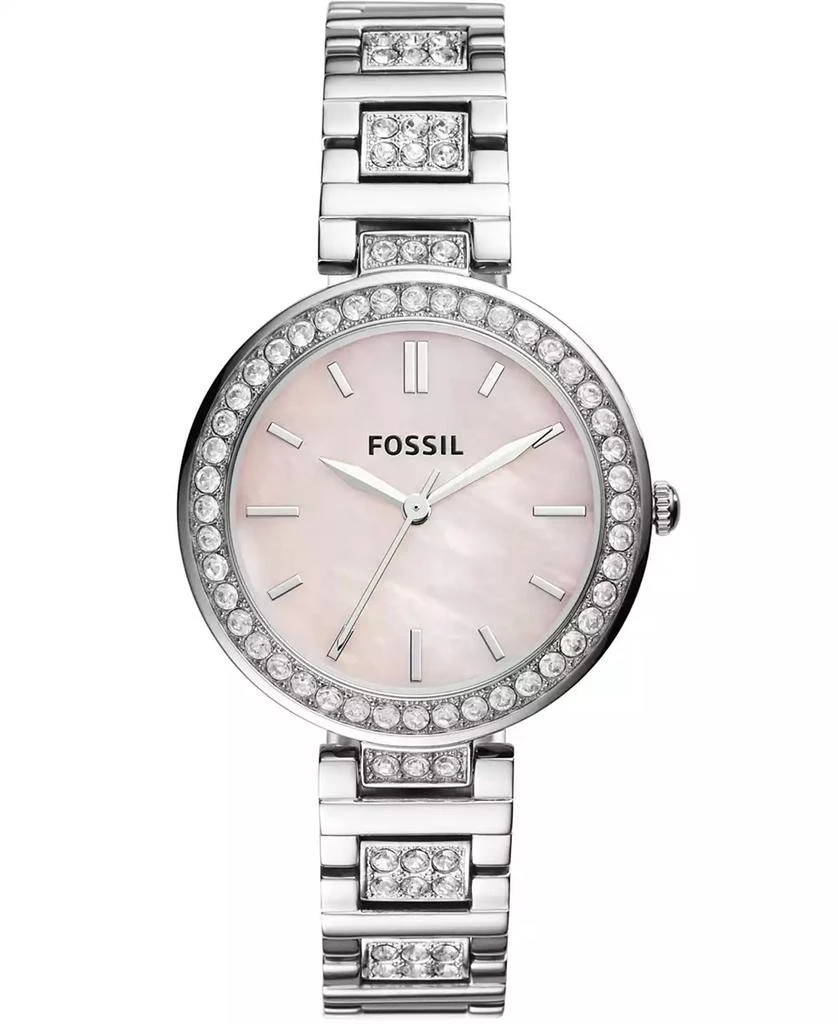 商品Fossil|Women's Karli Three Hand Stainless Steel Silver-Tone Watch 34mm,价格¥1026,第1张图片