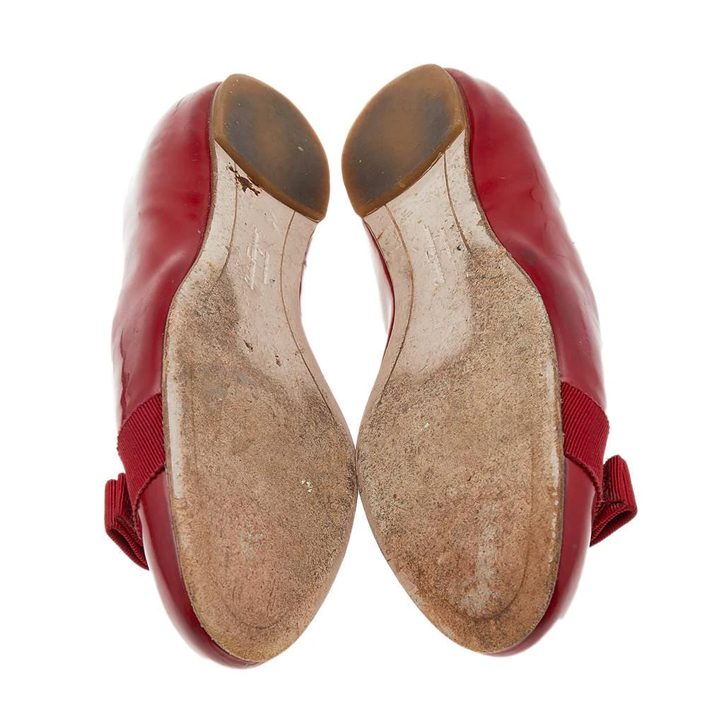 Salvatore Ferragamo Red Patent Leather Vara Bow Ballet Flats Size 39.5 商品