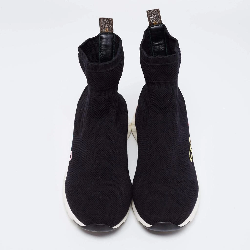商品[二手商品] Louis Vuitton|Louis Vuitton Black Knit Fabric Aftergame High-Top Sneakers Size 39,价格¥2923,第3张图片详细描述