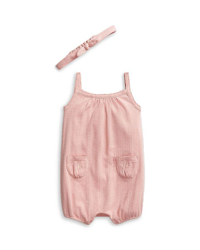 商品Ralph Lauren|Girls' Pointelle Knit Bubble Romper & Headband Set - Baby,价格¥271,第1张图片
