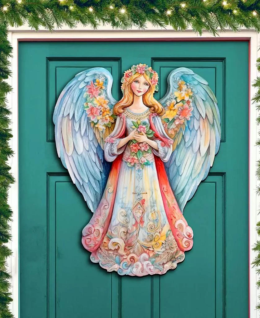 商品Designocracy|Floral Angel Christmas Wooden Door Decor Wall Decor G. DeBrekht,价格¥989,第3张图片详细描述