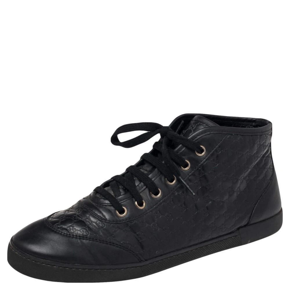 商品[二手商品] Gucci|Gucci Black  Microguccissima Leather High Top Sneakers Size 38.5,价格¥1823,第1张图片