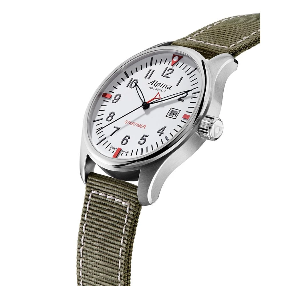 商品Alpina|Men's Swiss Startimer Pilot Green Nylon Strap Watch 42mm,价格¥5199,第3张图片详细描述