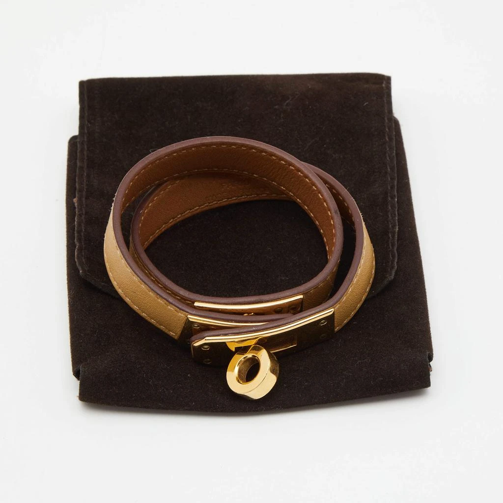商品[二手商品] Hermes|Hermes Kelly Double Tour Beige Leather Gold Plated Bracelet,价格¥2052,第5张图片详细描述
