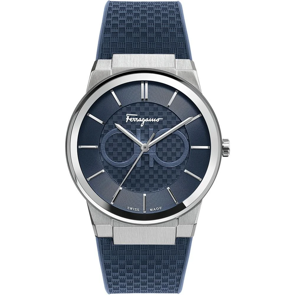 商品Salvatore Ferragamo|Ferragamo Men's Swiss Sapphire Blue Caoutchouc Rubber Strap Watch 43mm,价格¥8106,第1张图片