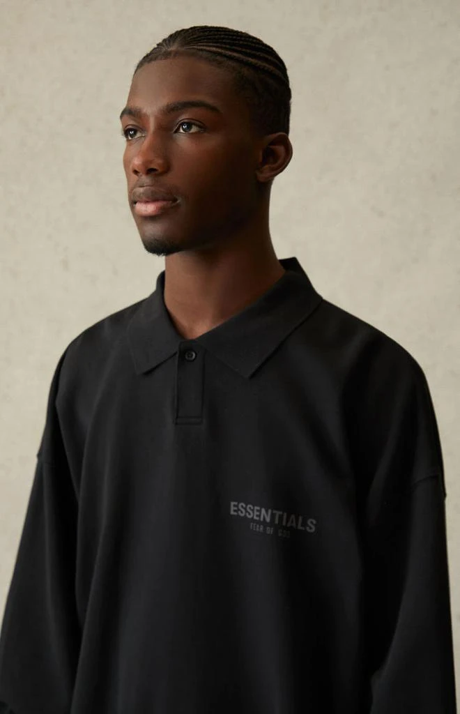 商品Essentials|Black French Terry 徽标长袖Polo衫,价格¥575,第5张图片详细描述
