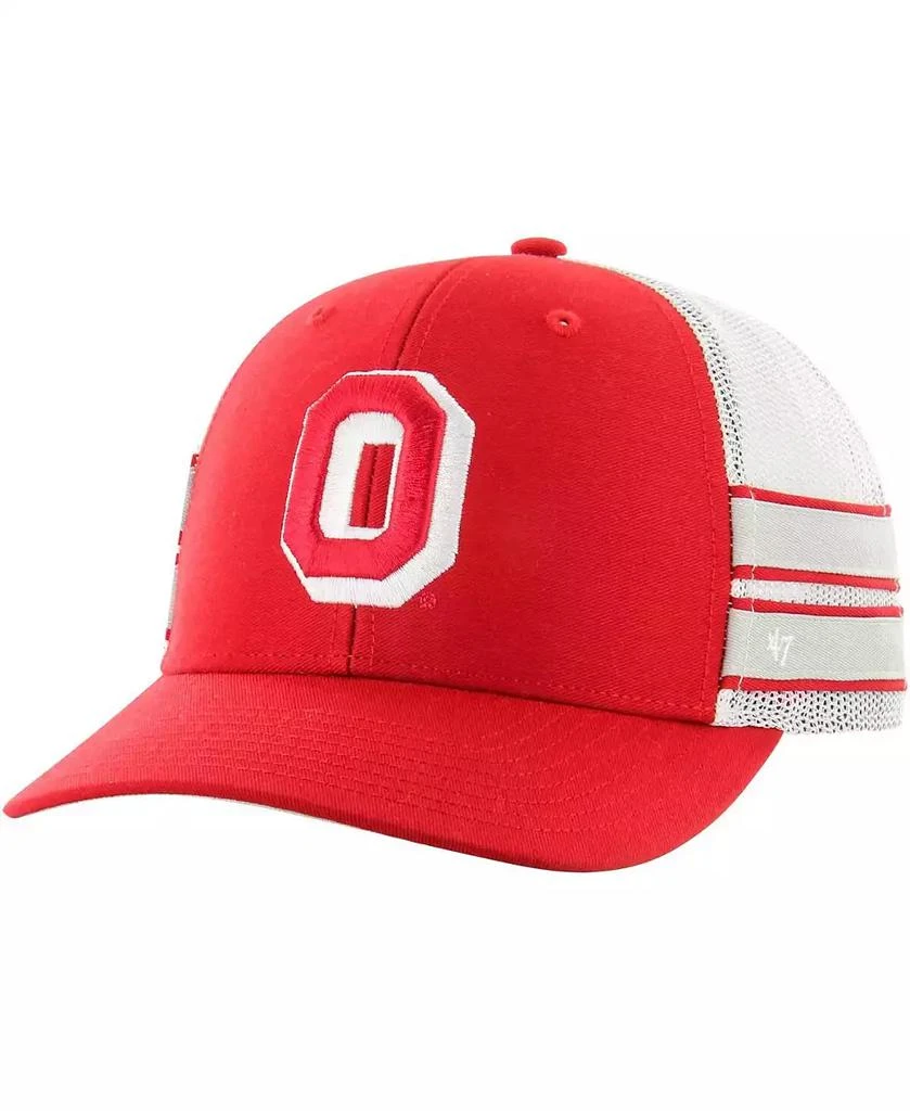 商品47 Brand|Men's Scarlet Distressed Ohio State Buckeyes Straight Eight Adjustable Trucker Hat,价格¥273,第1张图片