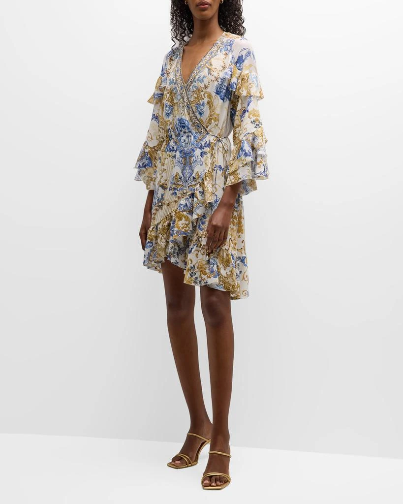 商品Camilla|Soul Searching Short Silk Ruffle Wrap Dress,价格¥2454,第3张图片详细描述