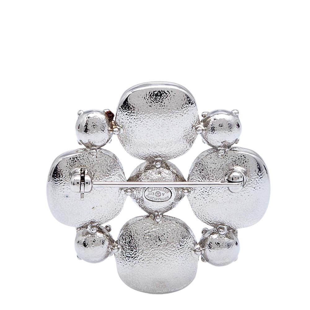 Chanel Maltese CC Crystals Silver Tone Metal Brooch商品第2张图片规格展示