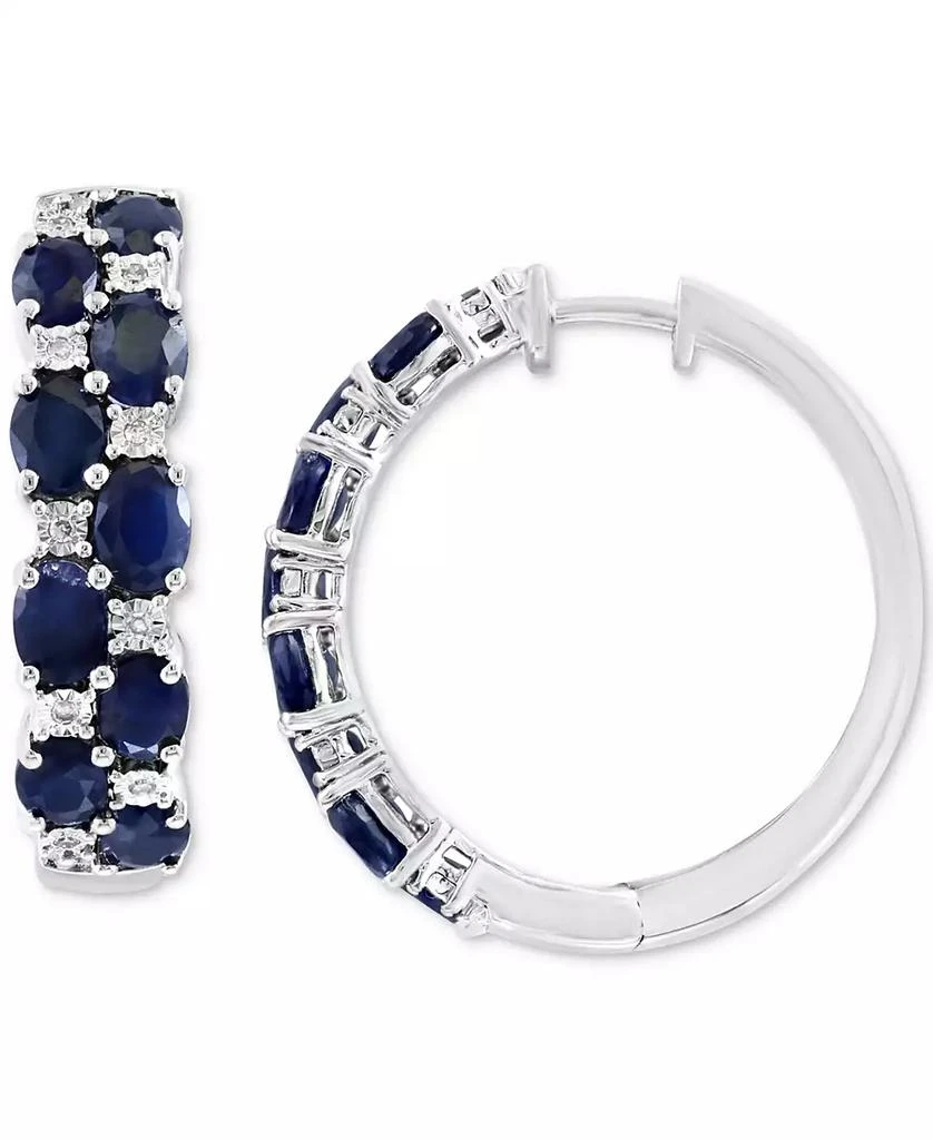 商品Effy|EFFY® Emerald & Diamond Small Earrings in Sterling Silver (Also available in Sapphire and Ruby),价格¥1674,第1张图片