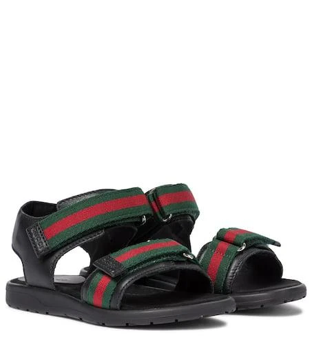 商品Gucci|Web leather sandals,价格¥2029,第1张图片