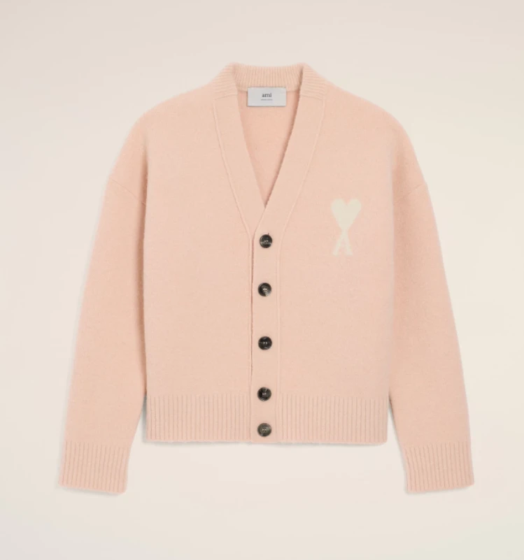 【秋冬新品】AMI 男女同款ADC羊驼毛混纺云朵开衫 爱心V领（香港仓发货） 商品