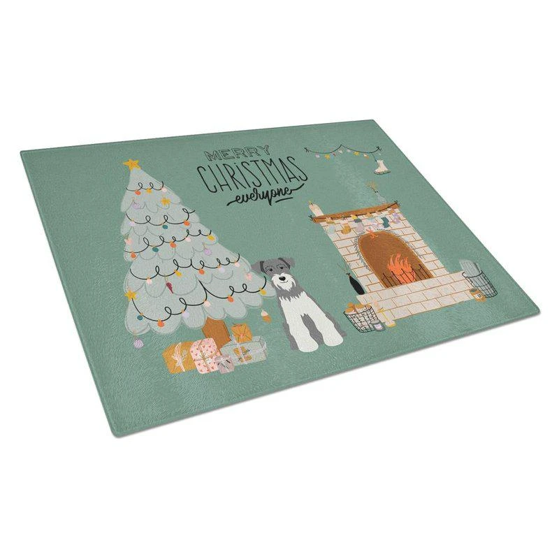 商品Caroline's Treasures|CK7617LCB Salt & Pepper Miniature Schnauzer Christmas Everyone Glass Cutting Board Large,价格¥258,第1张图片