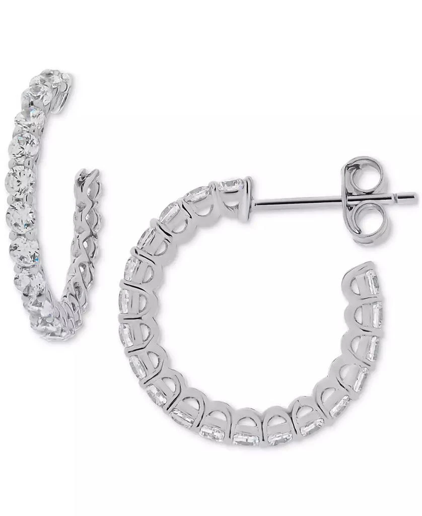 商品Macy's|Lab Grown White Sapphire Small Hoop Earrings (2-7/8 ct. t.w.) in Sterling Silver, 0.79",价格¥187,第1张图片