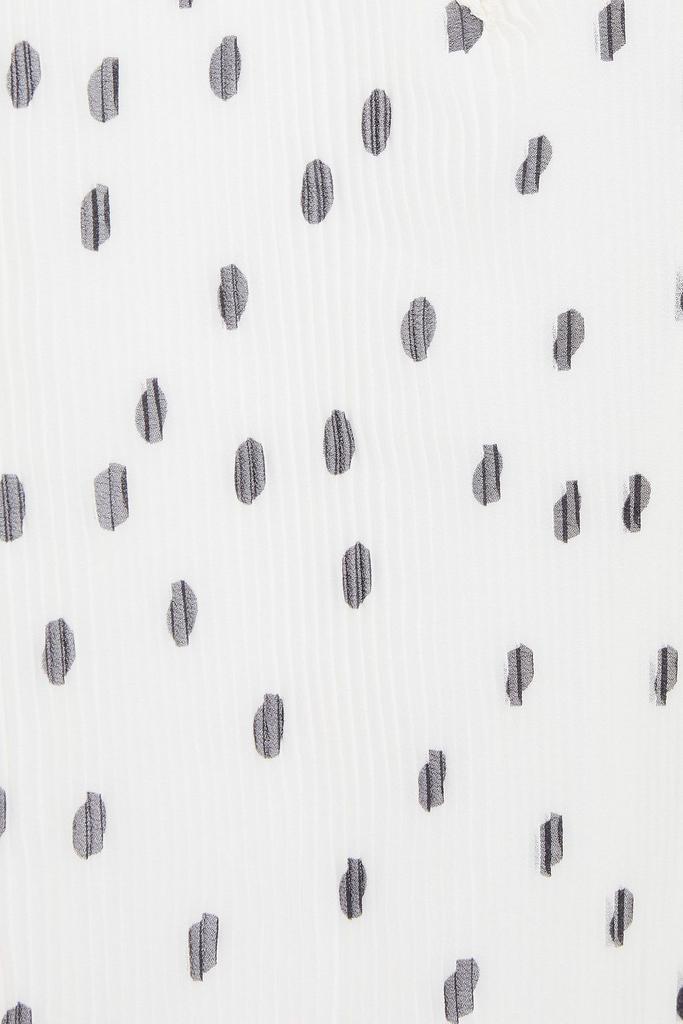 商品Ganni|Ruffle-trimmed polka-dot plissé-chiffon blouse,价格¥462,第6张图片详细描述