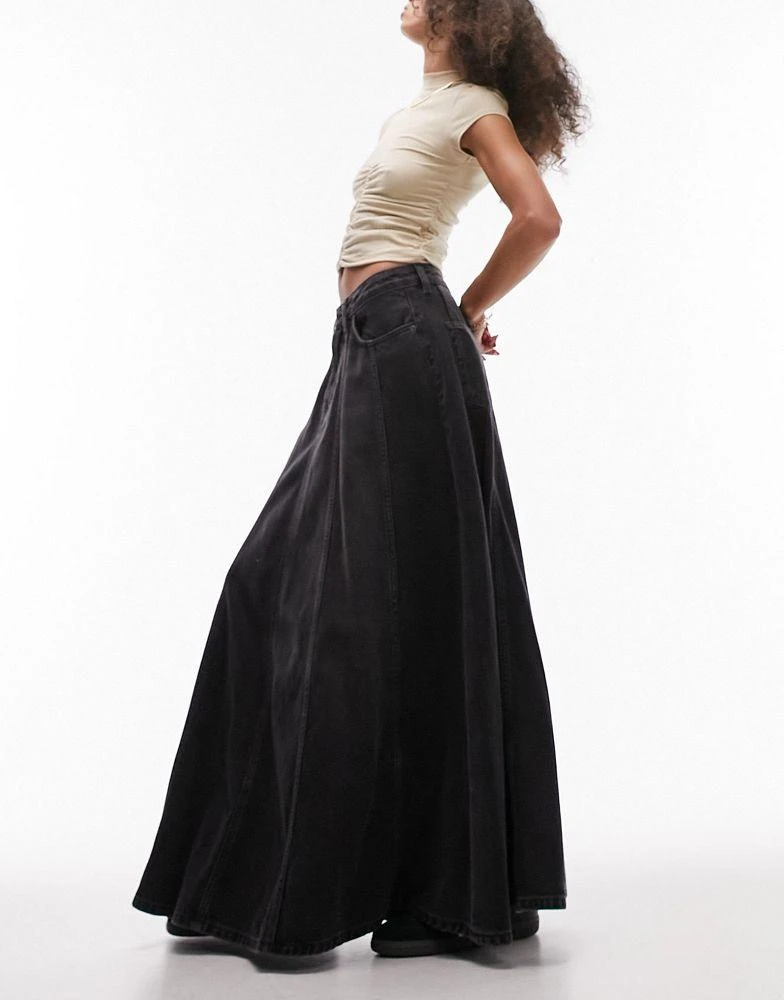 商品Topshop|Topshop denim circle skirt in washed black,价格¥459,第4张图片详细描述