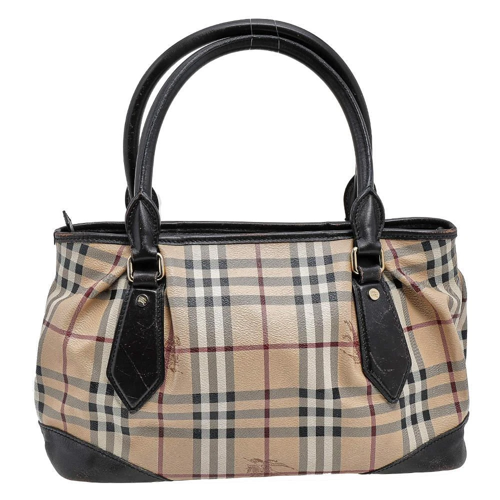 商品[二手商品] Burberry|Burberry Beige/Dark Brown Haymarket Check Coated Canvas And Leather Shoulder Bag,价格¥2222,第4张图片详细描述