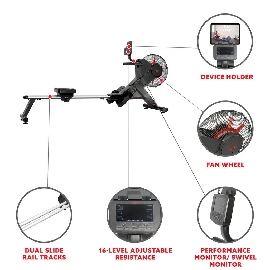 商品Sunny Health & Fitness|Sunny Health & Fitness Carbon Premium Air Magnetic Rowing Machine,价格¥4347,第3张图片详细描述