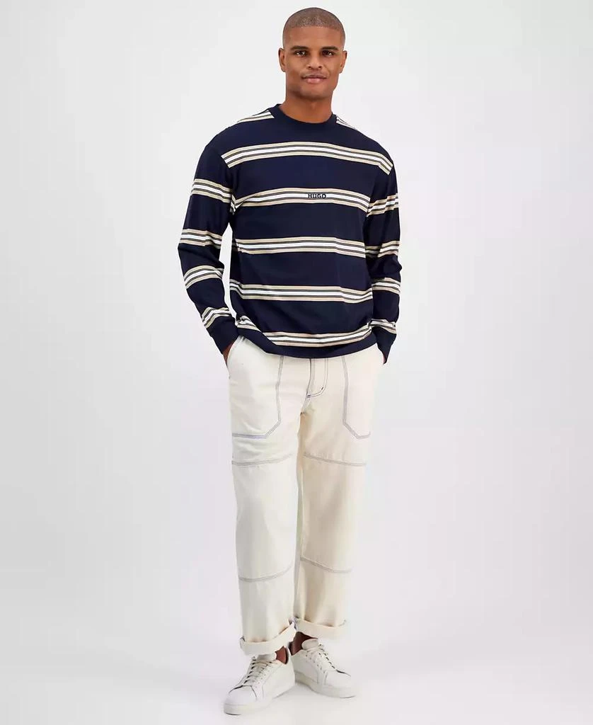 商品Hugo Boss|Men's Nistriplo Relaxed Fit Striped Long Sleeve Crewneck T-Shirt,价格¥505,第2张图片详细描述