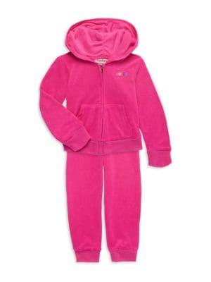 Little Girl's 2-Piece Velour Hoodie & Joggers Set商品第1张图片规格展示