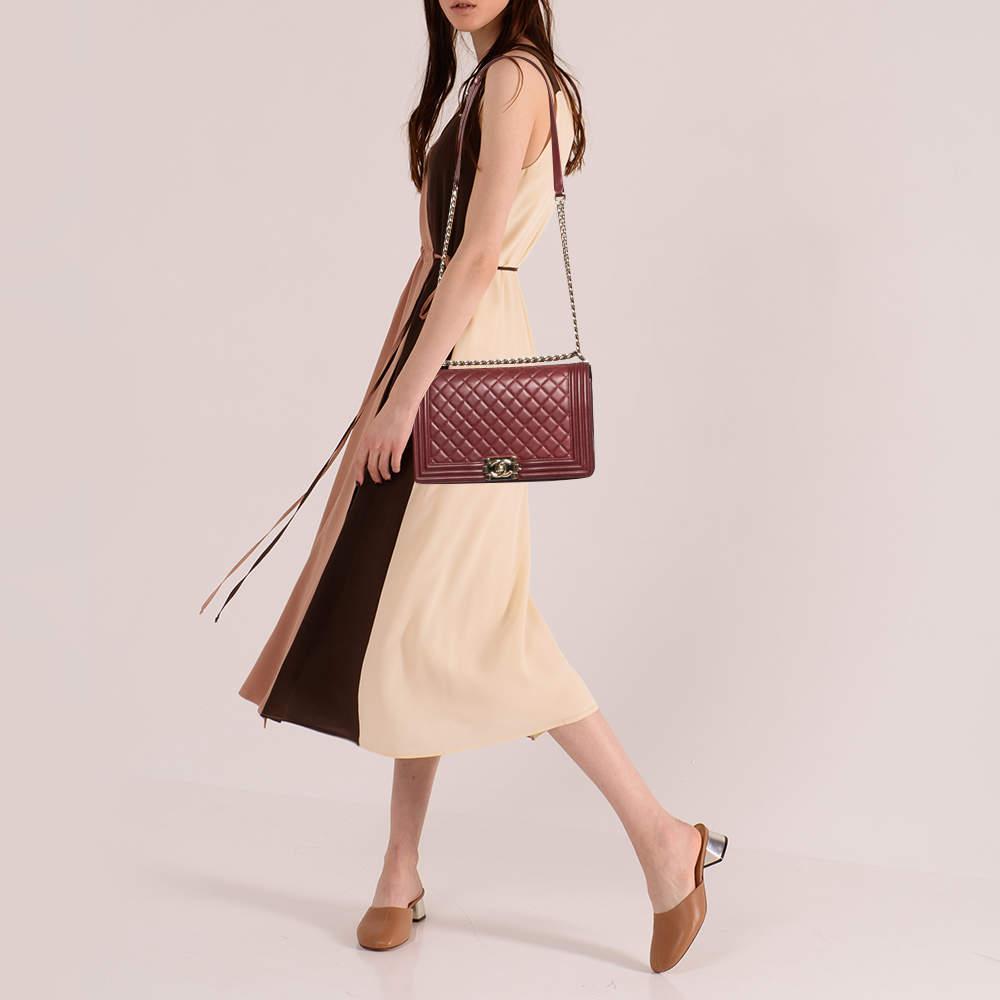 商品[二手商品] Chanel|Chanel Burgundy Quilted Leather New Medium Boy Flap Bag,价格¥24070,第4张图片详细描述