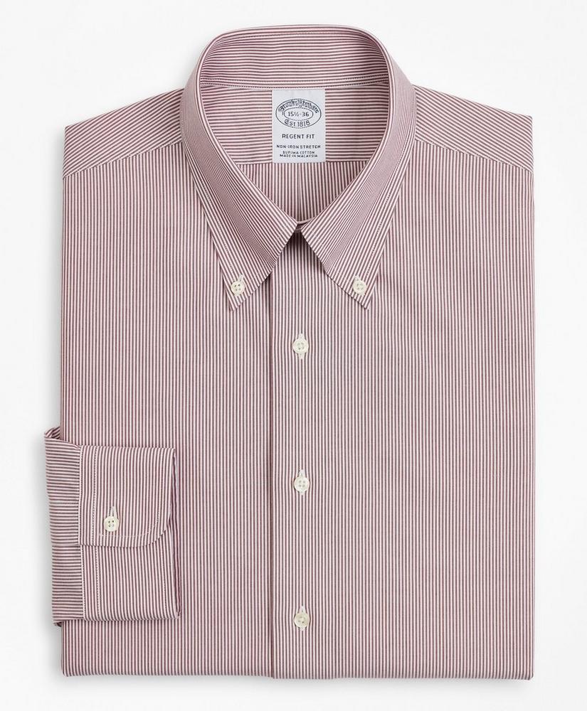 商品Brooks Brothers|Stretch Regent Regular-Fit  Dress Shirt, Non-Iron Poplin Button-Down Collar Fine Stripe,价格¥450,第4张图片详细描述