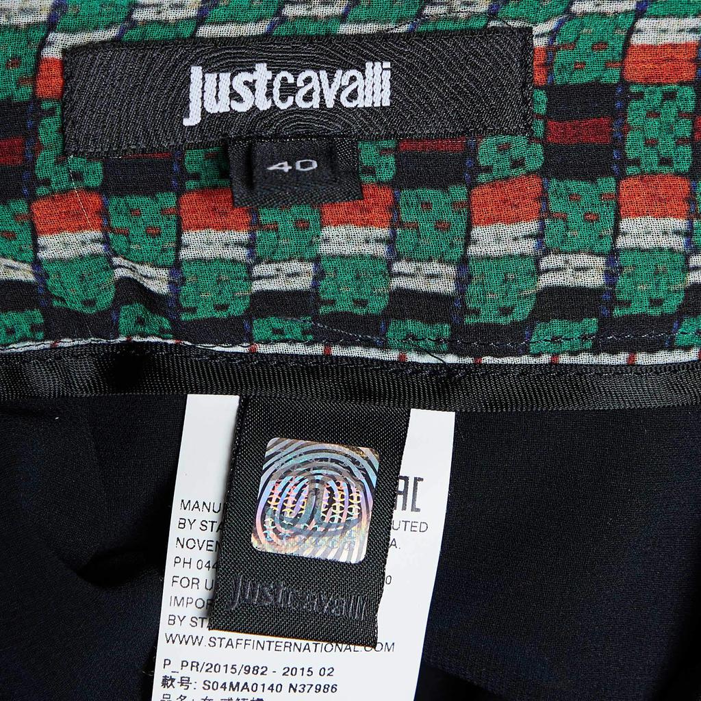 Just Cavalli Black Patchwork Print Chiffon Pleated Maxi Skirt S商品第4张图片规格展示