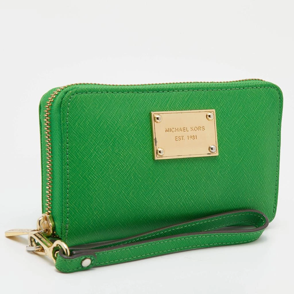 商品[二手商品] Michael Kors|Michael Kors Green Leather Jet Set Zip Around Wristlet Wallet,价格¥1002,第3张图片详细描述