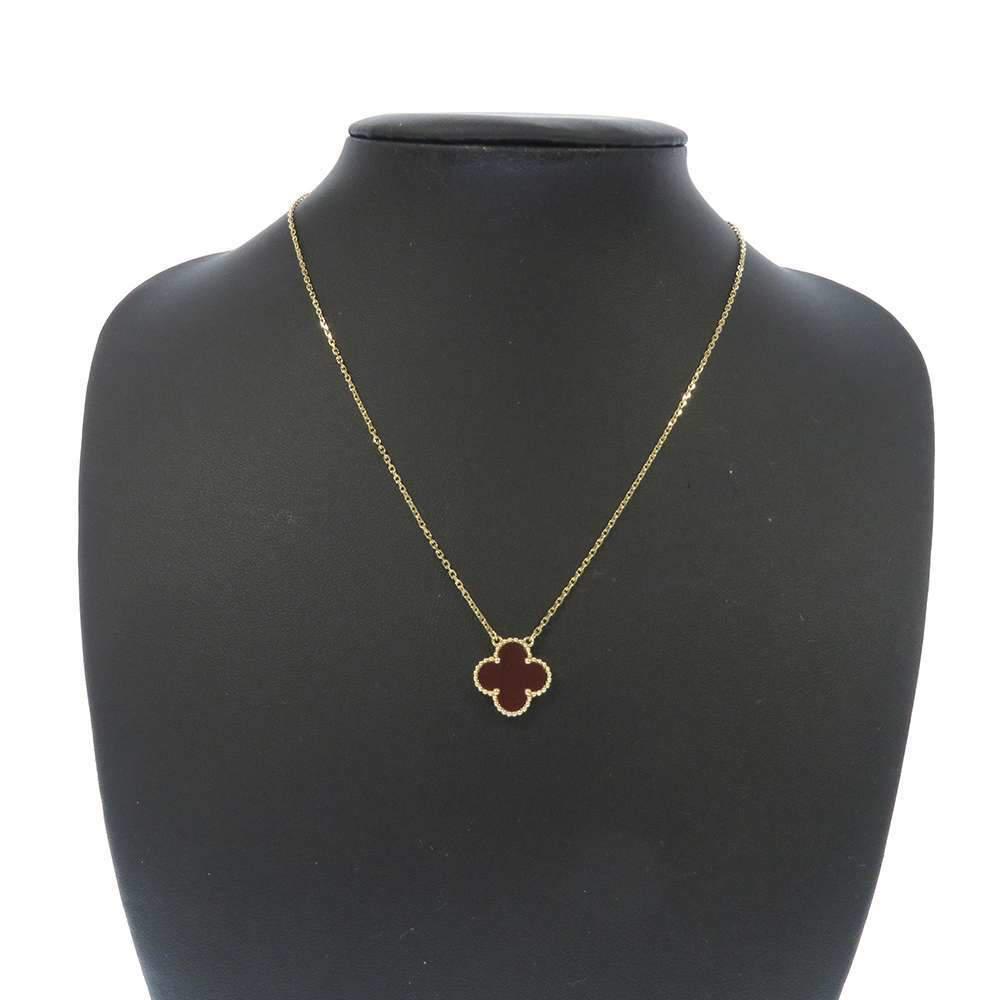 Van Cleef & Arpels Vintage Alhambra 18K Yellow Gold Carnelian Necklace商品第10张图片规格展示