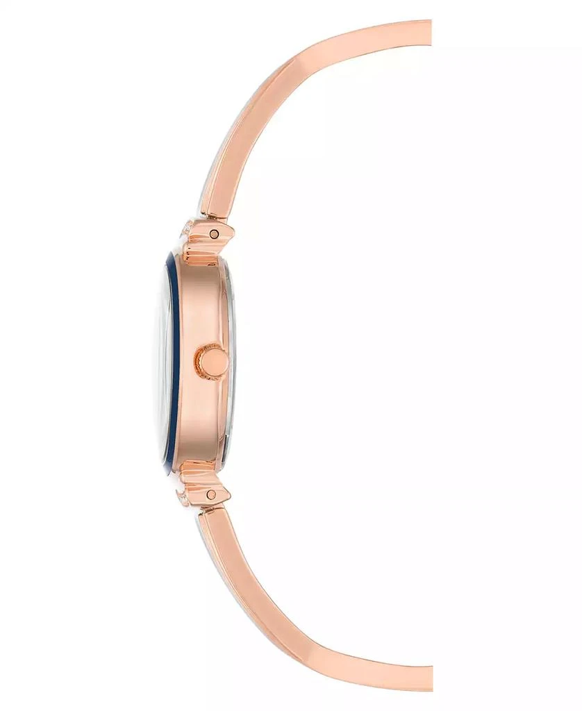 商品Anne Klein|Women's Rose Gold-Tone Alloy Bangle with Navy Enamel and Crystal Accents Fashion Watch 33mm Set 3 Pieces,价格¥796,第2张图片详细描述