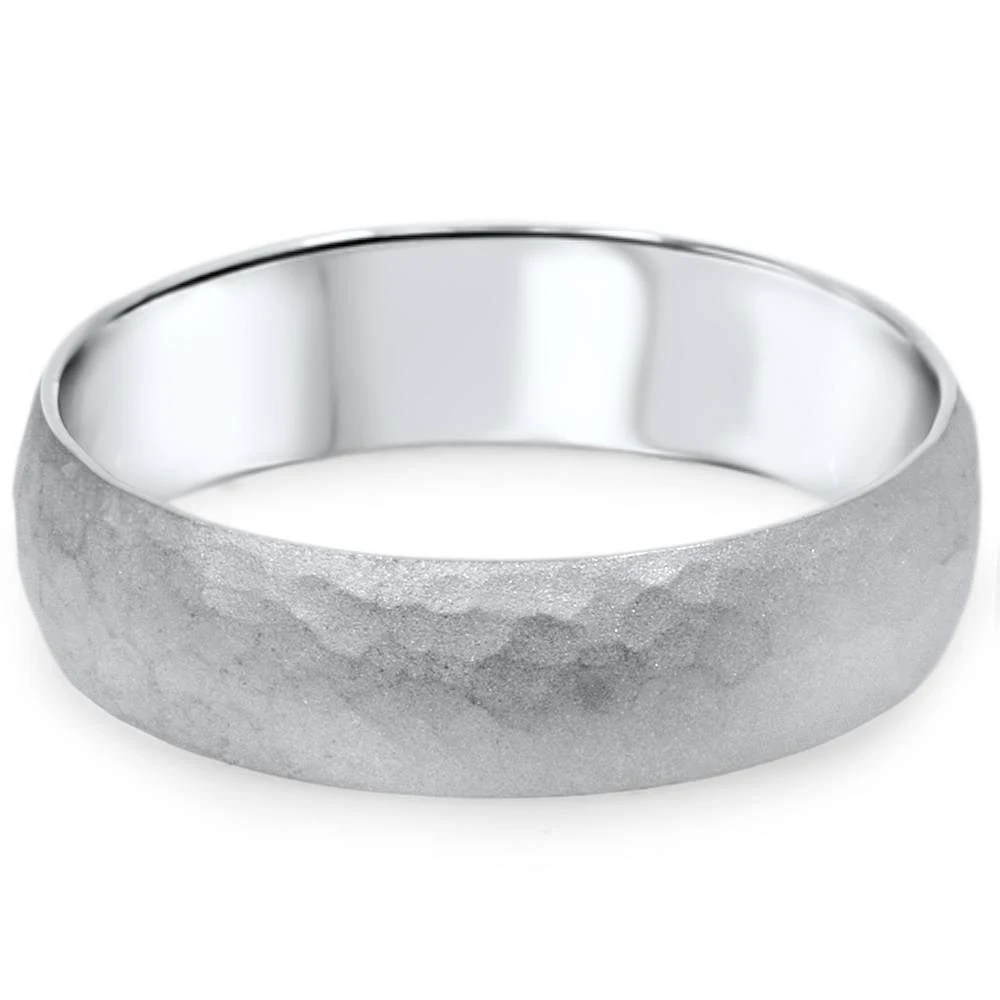 商品Pompeii3|Mens Hammered White Gold Wedding Band Milgrain Ring 6mm Size Selectable,价格¥4081,第3张图片详细描述