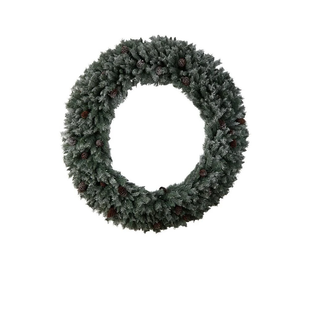 商品NEARLY NATURAL|Giant Flocked Christmas Artificial Wreath with Pinecones, 600 Clear LED Lights and 1000 Bendable Branches, 6',价格¥6746,第3张图片详细描述